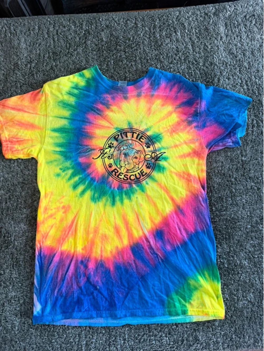 Gildan Medium Tie-Dye Pit Bull Rescue T-Shirt
